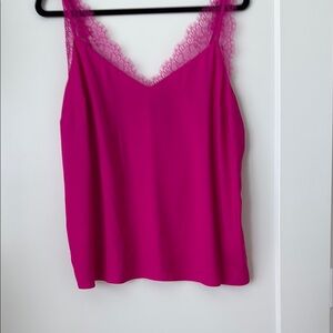 Express Pink Sleeveless Camisole with Lace Trim